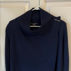 Tahari Navy Blue Cowl Neck Wrap Sweater